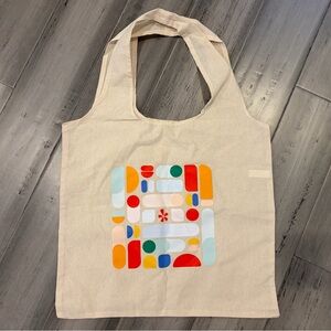 [NWOT] Canvas Tote Bag with Colorful Geometric Print